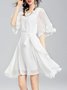 White A-line Half Sleeve Mini Dress